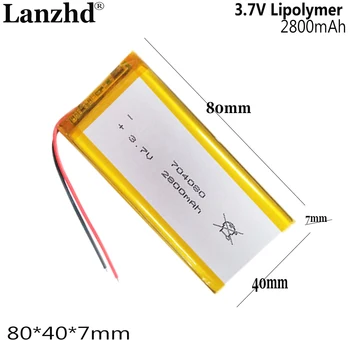 3.7 V del Polímero de litio de la batería De alimentación móvil celular especial 2800mah 704080 Para GPS MP4