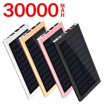 30000 mAh 2USB Slim Solar de Carga Inalámbrica Portátil del Banco del Poder para el iPhone LaptopSolar inalámbrica del banco del poder de 30000 mAh