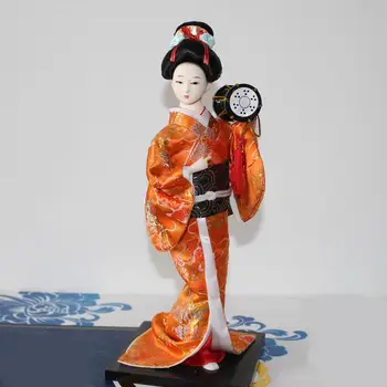30cm Vintage Japonés Kimono Geisha Muñeca Modelo Femenino Figurita de Adorno de Decoración para la Sala de estar Escritorio