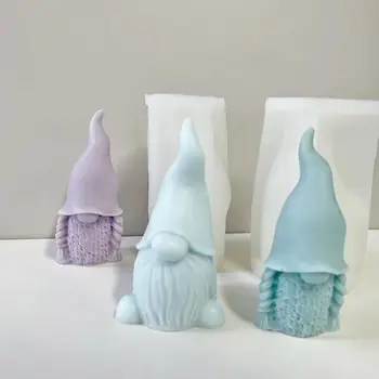 3D Gnome Molde de Silicona 3D de Silicona Moldes de Santa Clara de BRICOLAJE, Manualidades Moldes de Navidad Enano Fondant Molde Para hacer Jabón DIY Pintura de Su Propio