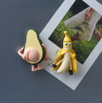 3D Nuevos dibujos animados Divertidos Imanes en la Nevera Pintura Creativa Estéreo de Plátano Aguacate Lindo de la Historieta del Refrigerador Magnético de la Decoración del Hogar