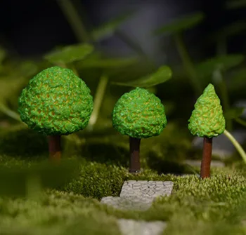 3pcs Árbol Verde Fgurines Pastel de la Decoración de Hadas Jardín Miniaturas Teraryum Micro Paisaje Vegetal de Adornos Resina de Manualidades de Decoración para el Hogar