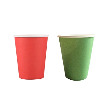 40Pcs Vasos de Papel (9Oz) - Llano de Colores Sólidos de la Fiesta de Cumpleaños de la Vajilla de Catering - 20Pcs Verde y Rojo 20Pcs