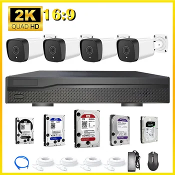 4CH 4MP 2K Sistema de Vigilancia de PoE Cámara / X4 / 8CH QHD NVR Kit / H. 265+ / 2-vías de Comunicación de Vídeo en Casa, en Exteriores
