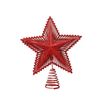 4XFA Árbol de Navidad Topper Hueco de Rayas Colgando de un Árbol De 5 Puntas Purpurina en Polvo de Estrella de Adorno Decoración del Partido