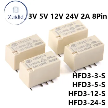 5/1pcs Relés HFD33-S HFD3-33-S HFD3-53-S HFD3-123-S HFD3-243-S 3VDC 5VDC 12VDC 24VDC, 2A DC 3V 5V 12V 24V 0.5 a 8 PINES de Señal de la Retransmisión
