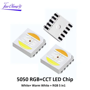5050 RGB+CCT Chip LED 5050 RGBWW chip led 5050 SMD Perlas Blanco+ Blanco Cálido + RGB 5 in1 100PCS