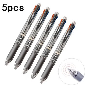 5pcs/lot Multicolor 5 en 1 Bolígrafo 0,7 mm 4 colores mina de bolígrafo y 0.5 mm de lápiz mecánico juego de cables para la Escritura de la Marca