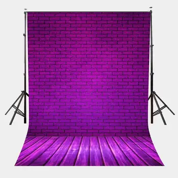 5x7ft Ultra Violeta Pared de Ladrillo Telón de fondo Ultra Violeta Piso de Madera de la Fotografía de Fondo