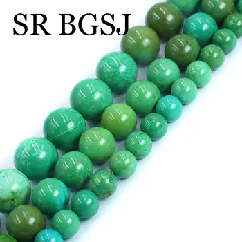 6 8 10 mm de Piedra Natural Verde Turquesa Redonda Espaciador Suelta Perlas para la Joyería de BRICOLAJE Hacer Pulsera Colgante de Accesorios de 15