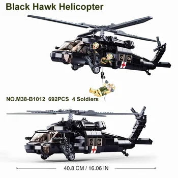 692 PCS WW2 Militar Nueva Arma del Ejército Helicóptero Black Hawk de Combate Bloques de Construcción Creativa Soldado Ladrillos de Juguetes Para el Niño Chico de Regalo