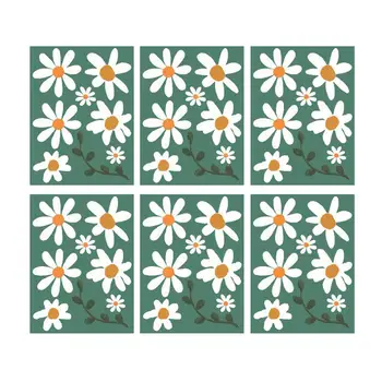 6Pcs Daisy Blanco de la Pared Calcomanía Pelar Y Pegar el Mural de Flores de la Pared Pegatinas Florales