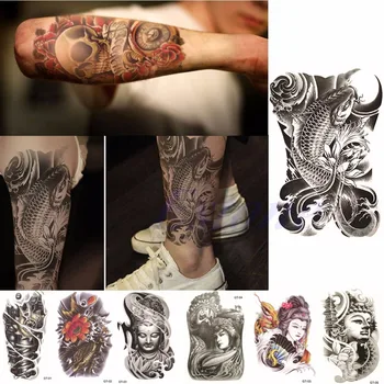 8 Tipos De Moda De Tatuajes Hombres Mujeres Grandes Sexy Tatuaje Del Cráneo Cuerpo Temporal Brazo Arte Pegatinas Impermeable Extraíble Nuevo Tattoo Flash