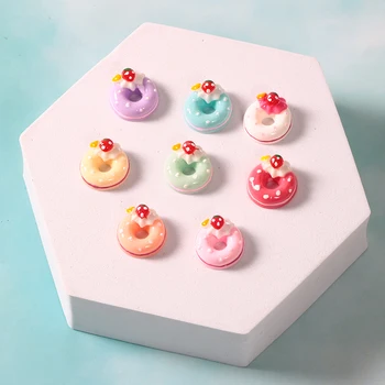 8Pcs Fresa Donut en Miniatura de los Elementos de Resina Modelo de la Muñeca de la Felpa de los Accesorios de casa de Muñecas de la Decoración de la caja del Teléfono hecho a Mano DIY Juguetes