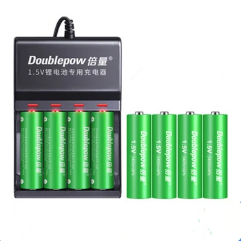 8PCS original de 1,5 v AA 3400mWh batería recargable de gran capacidad de la batería de litio recargable + 4 ranura USB cargador inteligente