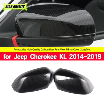 ABS de Fibra de Carbono del Coche de la Vista Posterior del Espejo Lateral Cubierta del Caso de Shell Adornos de Ajuste Para Jeep Cherokee KL 2014 2015 2016 2017 2018 2019