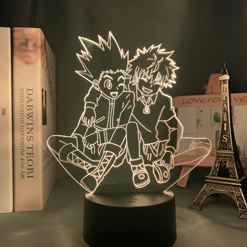 Acrílico 3d Lámpara de Anime de Hunter X Hunter Killua y Gon para el Dormitorio de Decoración de la lámpara de noche de Regalo de Cumpleaños de Led Luz de la Noche del Manga de Hxh Killua