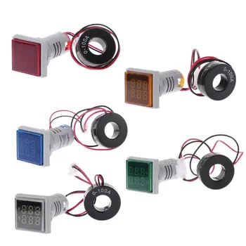 Actualizado Cuadrado LED Digital de Doble Pantalla Voltímetro & Amperímetro de Voltaje Medidor Medidor de Corriente de CA de 60-500 0-100A Duradera Envío de la Gota