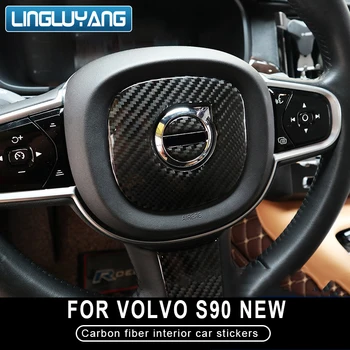 Adecuado para Volvo s90 interiores en fibra de carbono recorte de salida de aire de la decoración del coche pegatinas accesorios 2016-2022