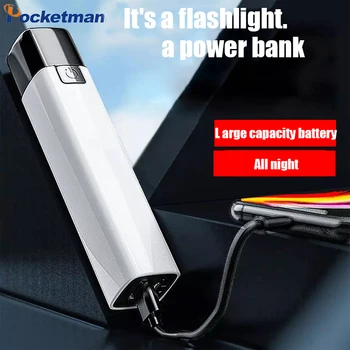 Al aire libre Portátil Mini Linterna Antorcha de la Linterna Se Puede Utilizar Como Banco del Poder Para el Teléfono Con el Cable USB Con la Batería