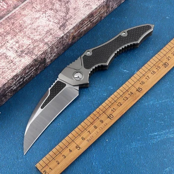 Al aire libre táctico cuchillo D2 cuchilla de alta dureza agudo de auto-defensa de cuchillo de caza de la aviación de aluminio + mango en fibra de carbono acampar E