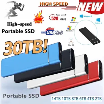Alta-velocidad de 30 TB 1 TB 500 GB SSD Externo Portátil de Estado Sólido Disco Duro de 16TB 8TB USB3.0 De La Interfaz De La Original Del 100% Mobile Hard Drive