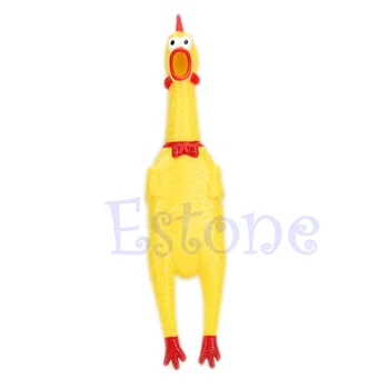 Amarillo Gritos de Goma de Pollo Mascota Perro de Juguete de Squeak Sonajero Masticar Regalo G32C