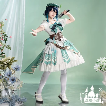 Anime Juego Genshin Impacto Venti Lolita Vestido Precioso Uniforme SJ Traje de Comparsa Traje de Cosplay de Halloween de las Mujeres Carnaval 2022 Nuevo
