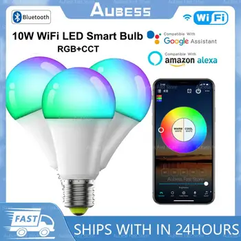 AUBESS WiFi Smart Bulb Trabajo Con Alexa RGB Corlorful Regulable Función de Temporizador de la Magia de la Luz O el control Remoto de la Lámpara