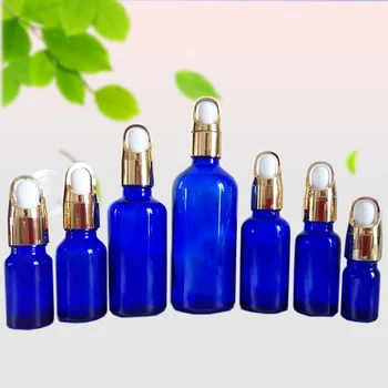 Azul Botella De Vidrio Con Puro Gotero Perfume Tubos De Muestra De Aceite Esencial De Nuevos Reactivos De La Pipeta Botella Rellenable Vacío
