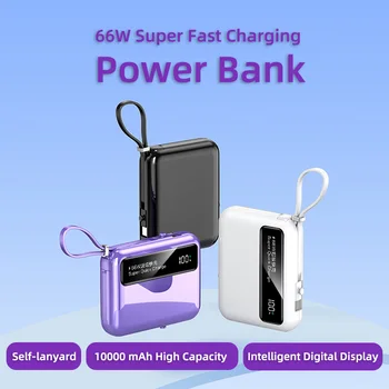 Banco del poder 10000mAh Powerbank Para el Iphone de Gran Capacidad de Cargador Portátil Con 66W de Carga Rápida de Batería de Repuesto de Batería Externa