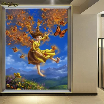 beibehang de encargo de la Foto de fondo de pantalla Mural de la Pared Pegatinas de Fantasía Baile de la Niña de la Mariposa de la Desviación de la Pared de Fondo