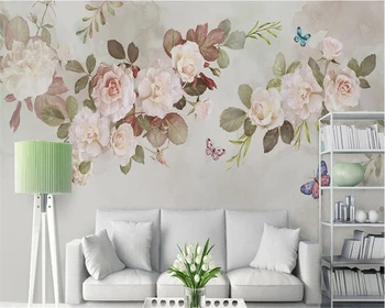 beibehang de la moda Nórdica de la personalidad de la pared de papel pintado a mano romántico mariposa jardín de flores sofá TV telón de fondo fondo de pantalla en 3d