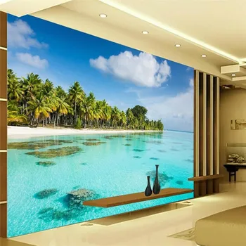 beibehang fondo de pantalla en 3D de Windows Playa Coco Superficial de Fondo de la Europa Moderna Mural para la Sala de estar Grande Pintura de Decoración para el Hogar