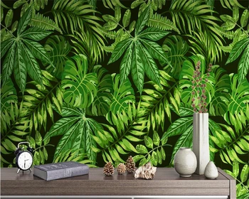 beibehang fondo de pantalla personalizado de cualquier tamaño abstracto tropical verde de la planta de papel tapiz decorativo de la pintura de la pared de fondo de papel mural