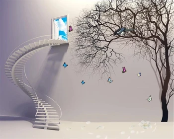 beibehang fondo de pantalla personalizado en 3D de fondo de la pared de las escaleras abstracto árbol de la foto mural de papel pintado de la sala de pintura decorativa