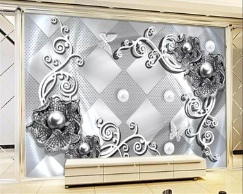 beibehang fondo de pantalla rollPearl de flores fondo de pantalla de mariposa de la foto de fondo de papel tapiz de fondo de pantalla de la decoración casera de papel de parede 3d