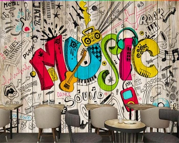 beibehang papel de parede 3d Retro vintage hudas belleza dibujado a mano doodle de música de la barra de la cafetería de fondo fondos de pantalla para la sala de estar