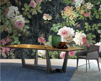 beibehang papel de parede Personalizar nueva Nórdico moderno retro luz de lujo de la planta de la flor de TV sofá de fondo fondo de pantalla