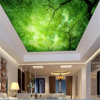 beibehang Personalizado a gran escala de alta definición estética verde fresco antiguo árbol 3D techo mural en el techo de TV de fondo de pantalla