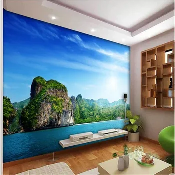 beibehang personalizado foto mural de papel pintado 3d de Lujo de Calidad HD de la costa del Mar de las islas del paisaje de la pantalla azul de gran mural de papel