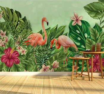 beibehang Personalizado mural Nórdicos selva tropical pequeño fresco flamingo fondo del papel pintado de la decoración casera de papel de parede
