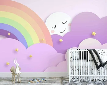 beibehang Personalizado nórdico moderno pintado a mano de dibujos animados en la nube de animales para niños sala de simple fondo de papel tapiz de papier peint
