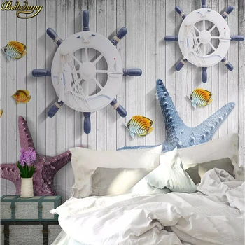 beibehang Personalizado papel de parede 3D Mediterráneo náutico de la estrella de mar de fondo de pantalla para las paredes de las habitaciones de fondo de papel pintado, pintura