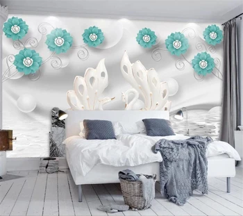beibehang un fondo de pantalla Personalizado en 3D murales pequeñas flores frescas de cisne de la joyería de TV fondo pared de artículos de decoración para el hogar en 3d papel de parede