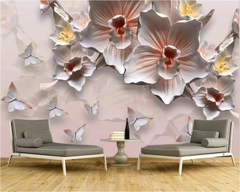 beibehang un fondo de pantalla Personalizado en 3D mural de la moda de nueva Chino en relieve de la mariposa de la flor sala de estar dormitorio TV fondo pared