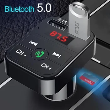 Bluetooth 5.0 Transmisor de FM Kit de Coche MP3 Modulador Reproductor Inalámbrico con manos libres el Receptor de Audio Dual USB Cargador Rápido de 3.1 a