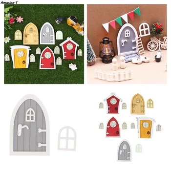 BRICOLAJE de Madera Fairy Elf Puerta Kit de Artesanía de Navidad de la Puerta de la Decoración Vintage en Miniatura Hada de Jardín, Decoración de casa de Muñecas, Accesorios