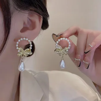 Brillante Colgante de Perla Retro Aretes para las Mujeres de Moda las Niñas coreano de la Moda de Regalo de Fiesta Elegante Clásico Irregular Lindo Jewely