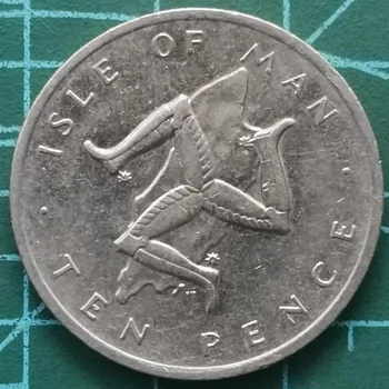 Británica de la Isla de Man 10 P100% Moneda Original